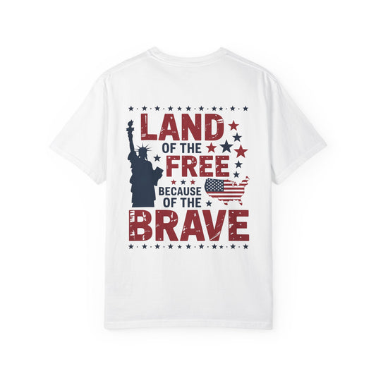Land of the Free Because of the Brave T-Shirt – Patriotic 1776 USA Tee