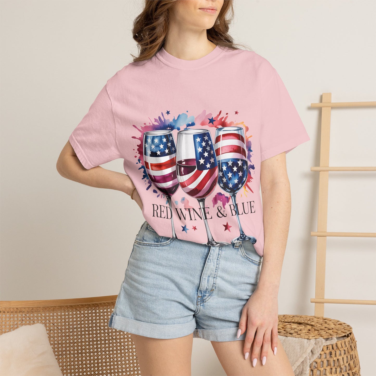 Patriotic Wine T-Shirt — "Red Wine & Blue" 4th of July Graphic Tee