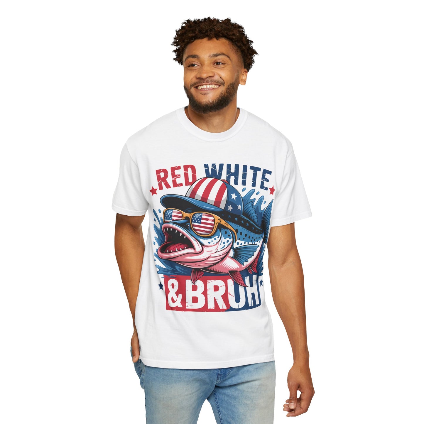 Red White & Bruh Patriotic Shark T-Shirt