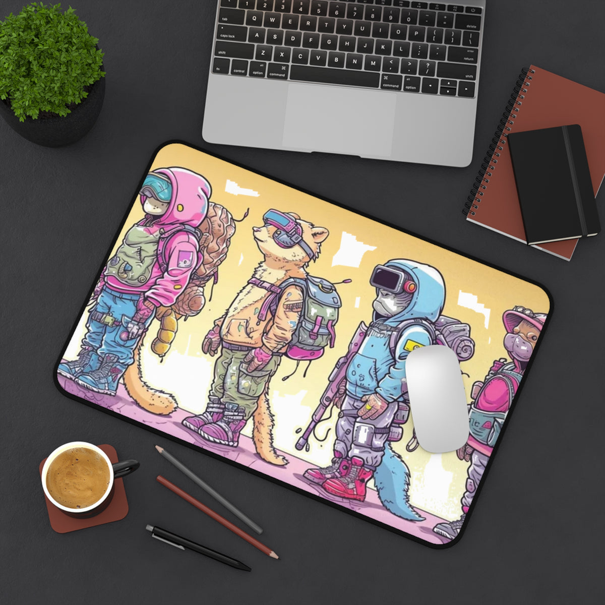 Retro Astronaut Cat Gaming Mouse Pad