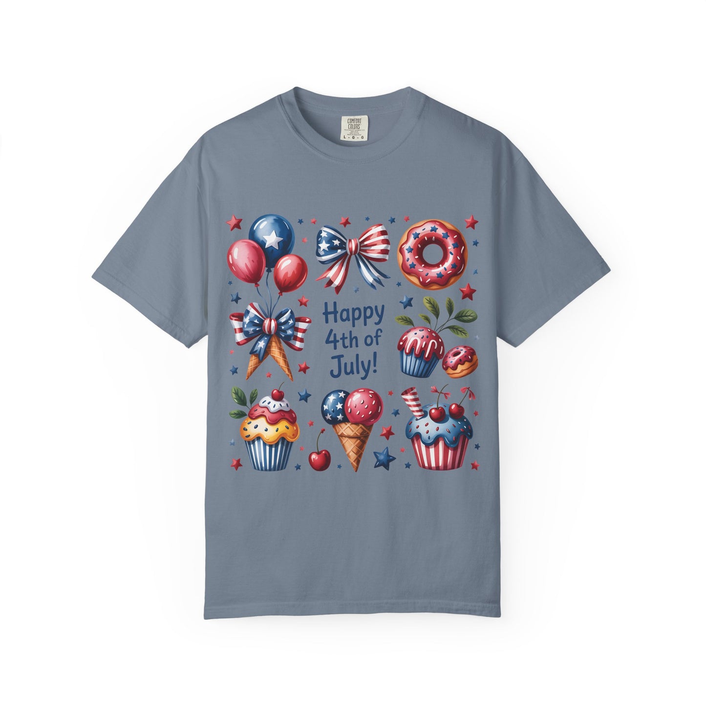 4th of July Patriotic T-Shirt — Happy 4th of July Cupcakes & Fireworks Design