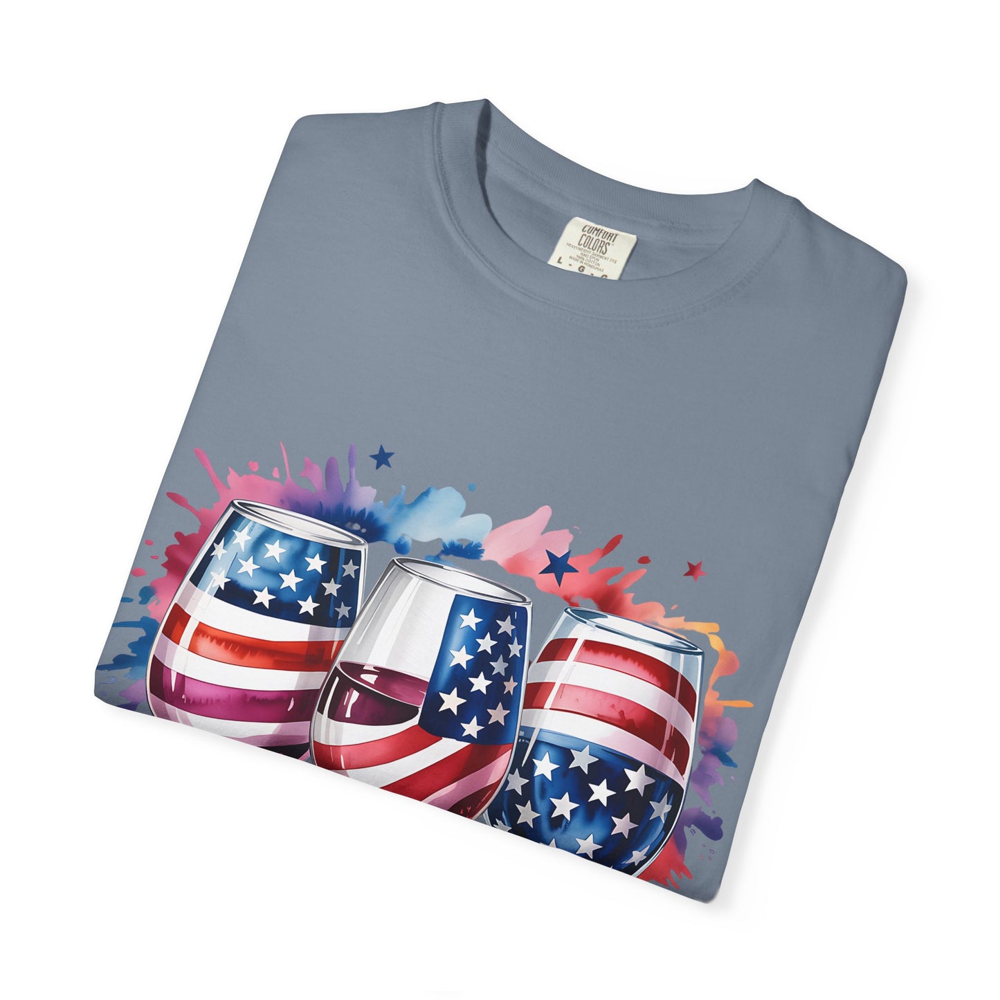 Patriotic Wine T-Shirt — "Red Wine & Blue" 4th of July Graphic Tee