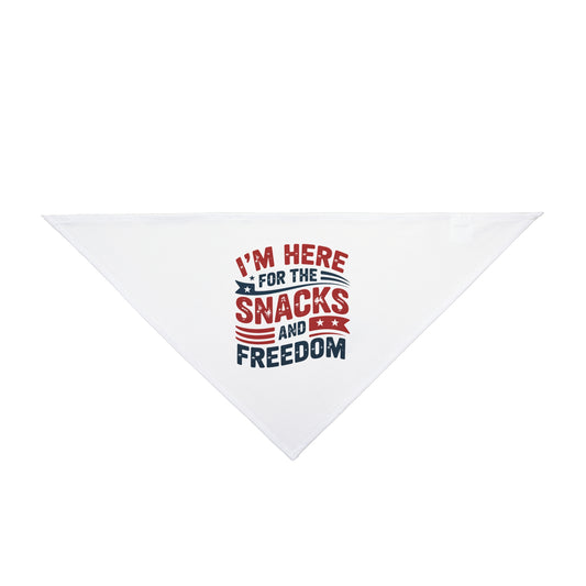 Pet Bandana - "I'm Here for the Snacks and Freedom" Patriotic Dog Bandana (4th of July, Memorial Day)