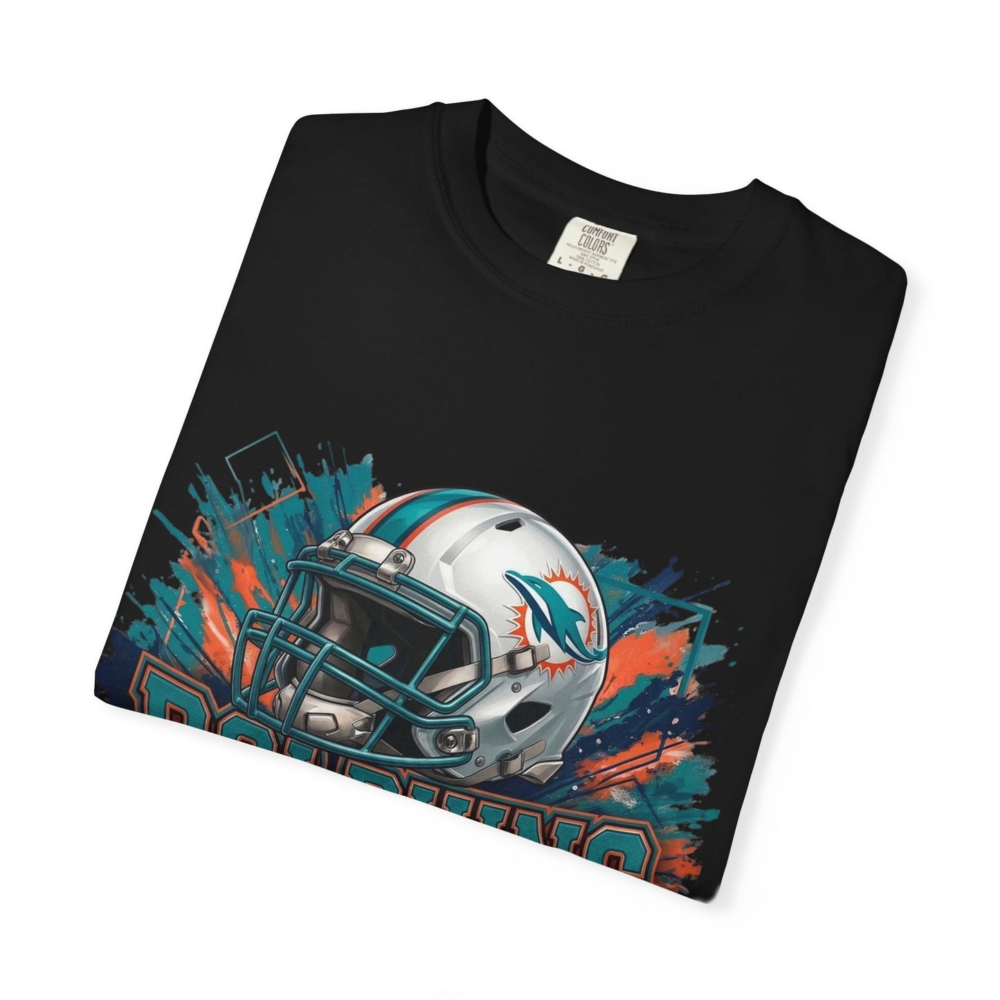 Dolphins Helmet & Football Graphic T‑Shirt