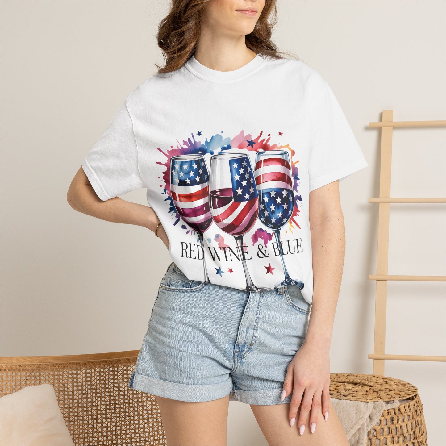 Patriotic Wine T-Shirt — "Red Wine & Blue" 4th of July Graphic Tee