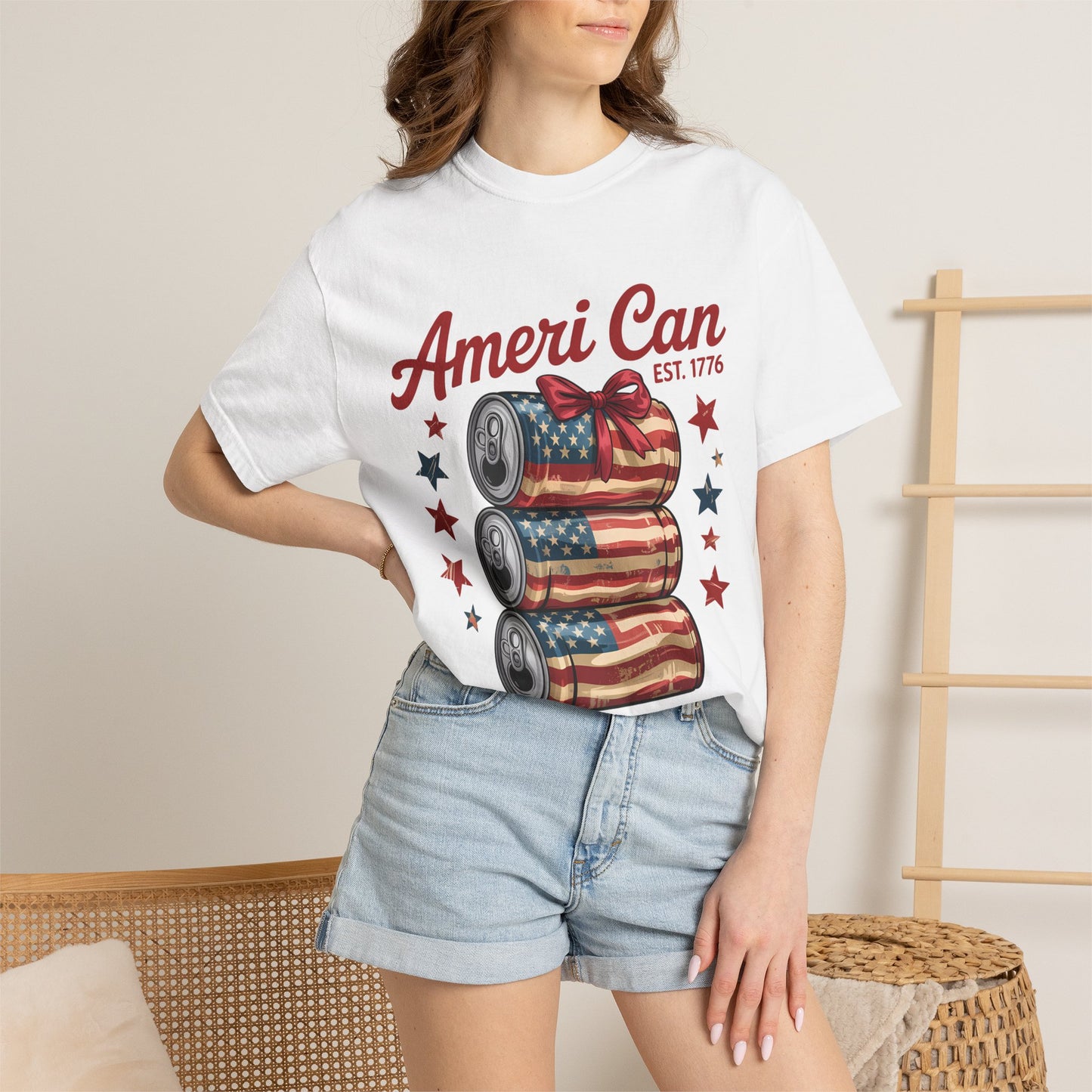 Ameri-Can Flag Soda Can T-Shirt — Patriotic Fourth of July Tee
