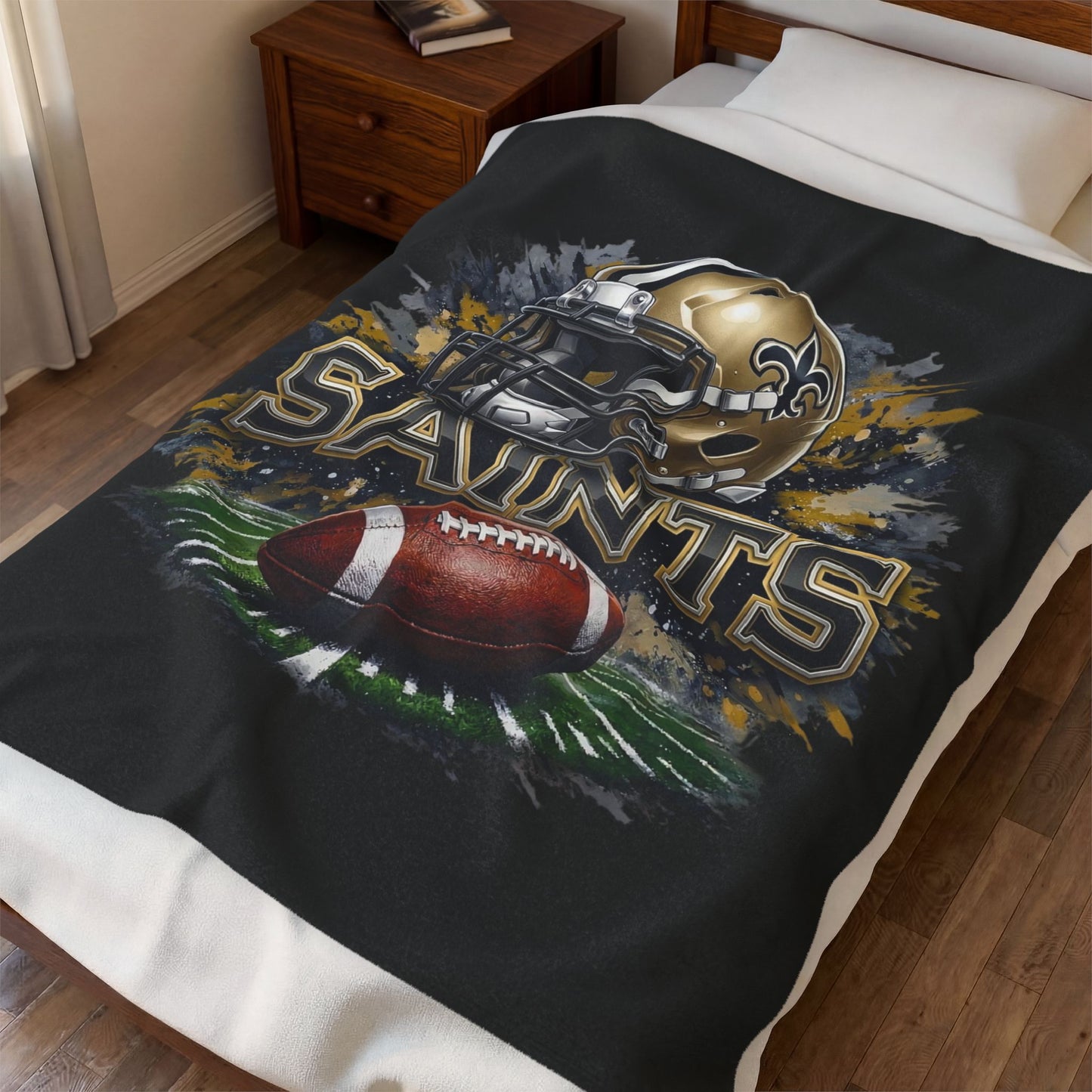 New Orleans Saints Football Velveteen Plush Blanket