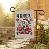 Garden Flag - "Ho Ho Holy Shit What a Year" Skeleton Santa Holiday Banner