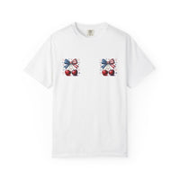 Patriotic Cherry T-Shirt — American Flag Bow Graphic