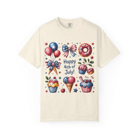 4th of July Patriotic T-Shirt — Happy 4th of July Cupcakes & Fireworks Design