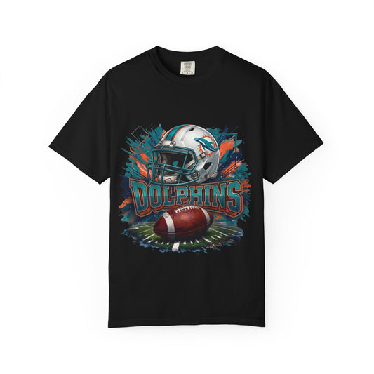 Dolphins Helmet & Football Graphic T‑Shirt