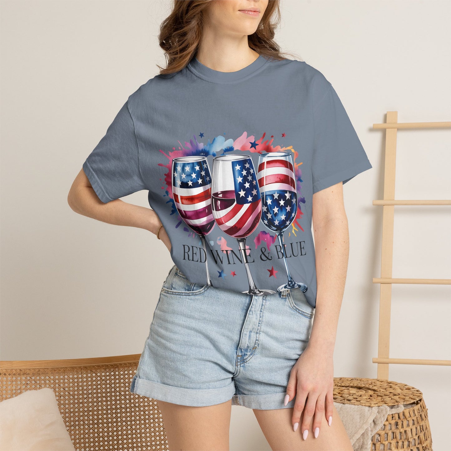 Patriotic Wine T-Shirt — "Red Wine & Blue" 4th of July Graphic Tee