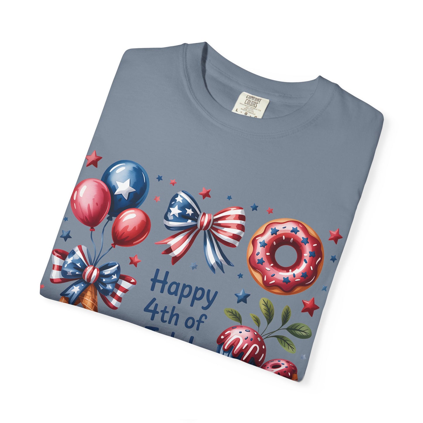 4th of July Patriotic T-Shirt — Happy 4th of July Cupcakes & Fireworks Design